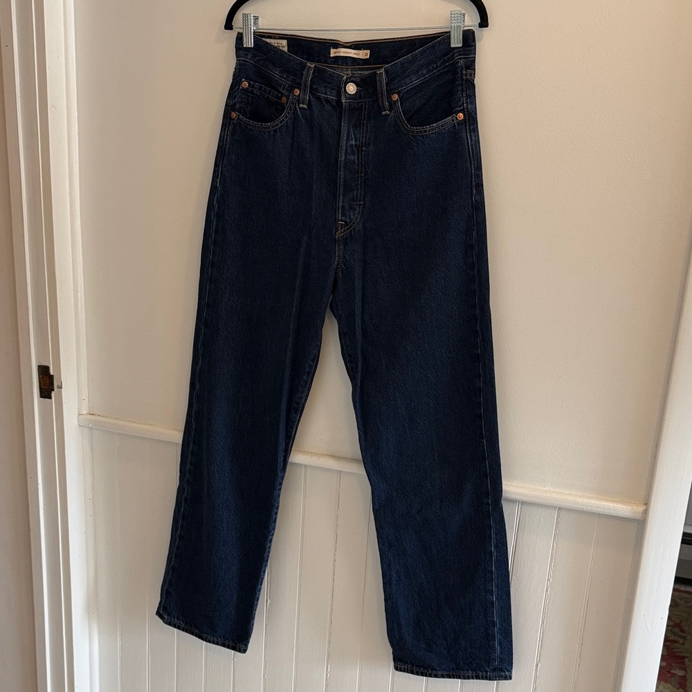 Levi's High-Rise Straight Leg Jeans in Dark Indigo